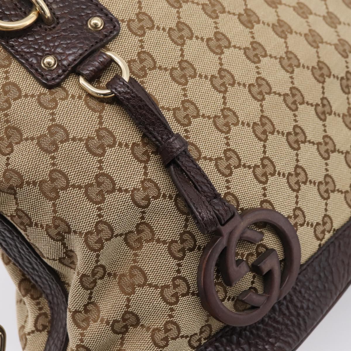 GUCCI GG Canvas Tote Bag 2way Beige Gold 247279 Auth BA15908V