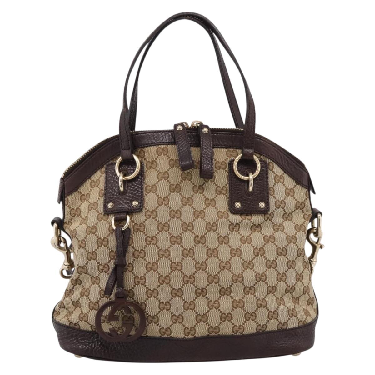GUCCI GG Canvas Tote Bag 2way Beige Gold 247279 Auth BA15908V