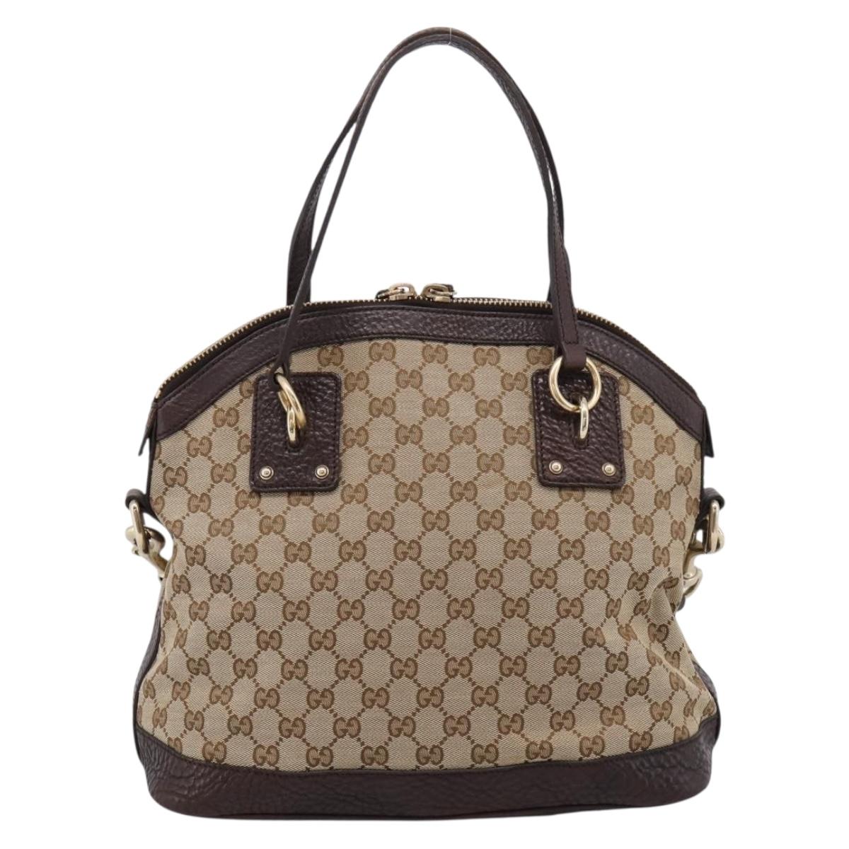 GUCCI GG Canvas Tote Bag 2way Beige Gold 247279 Auth BA15908V