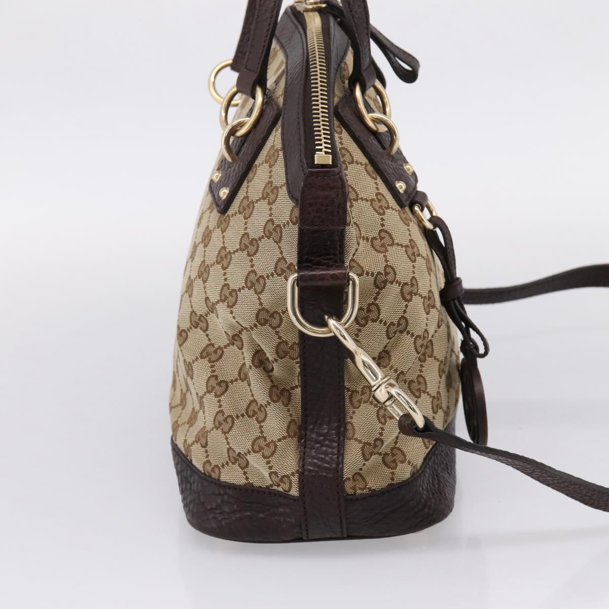 GUCCI GG Canvas Tote Bag 2way Beige Gold 247279 Auth BA15908V
