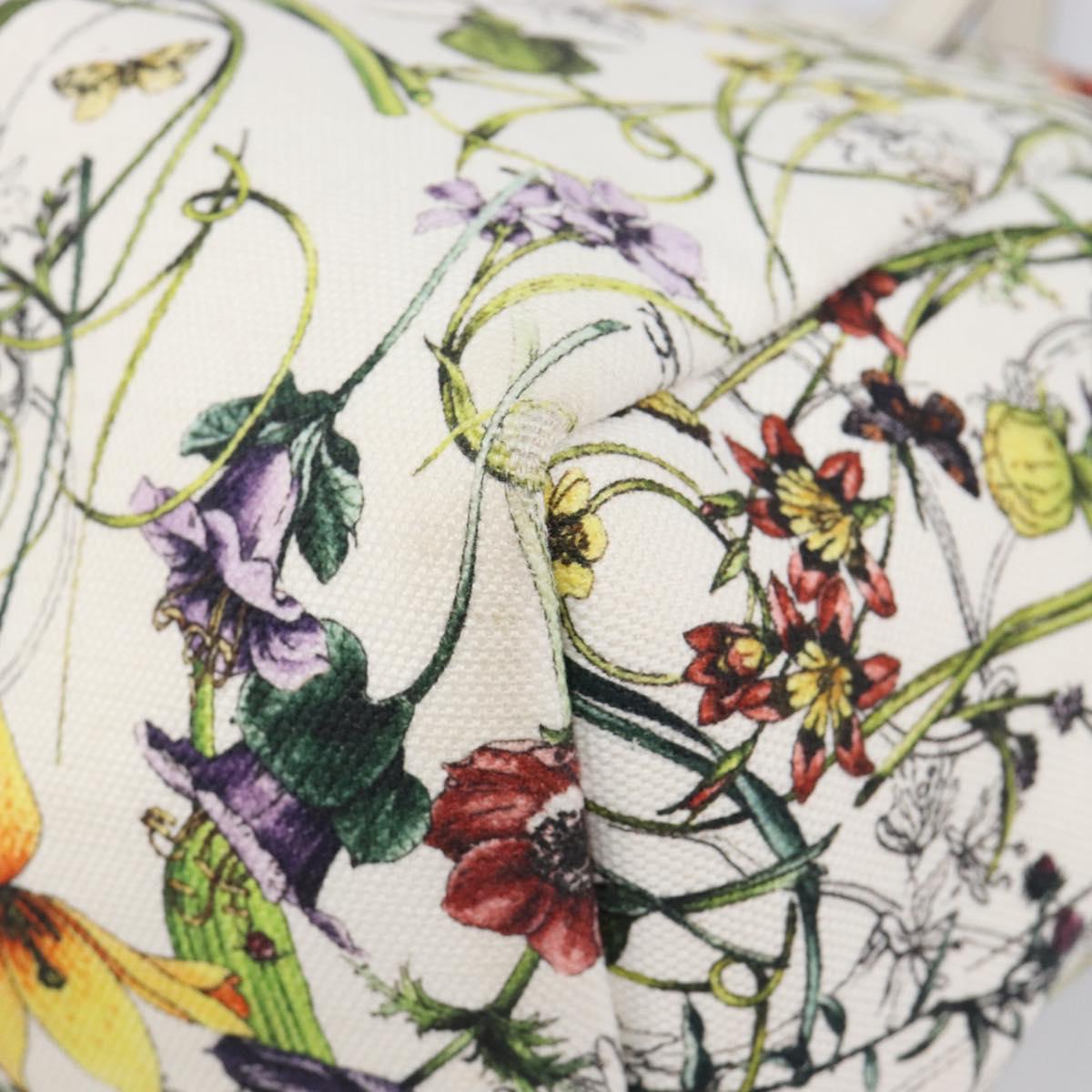 GUCCI Flora Tote Bag Canvas White 282439 Auth BA15910V
