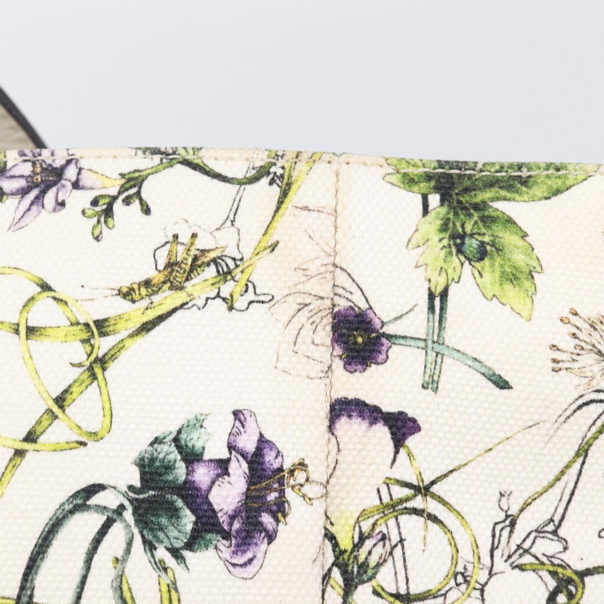GUCCI Flora Tote Bag Canvas White 282439 Auth BA15910V