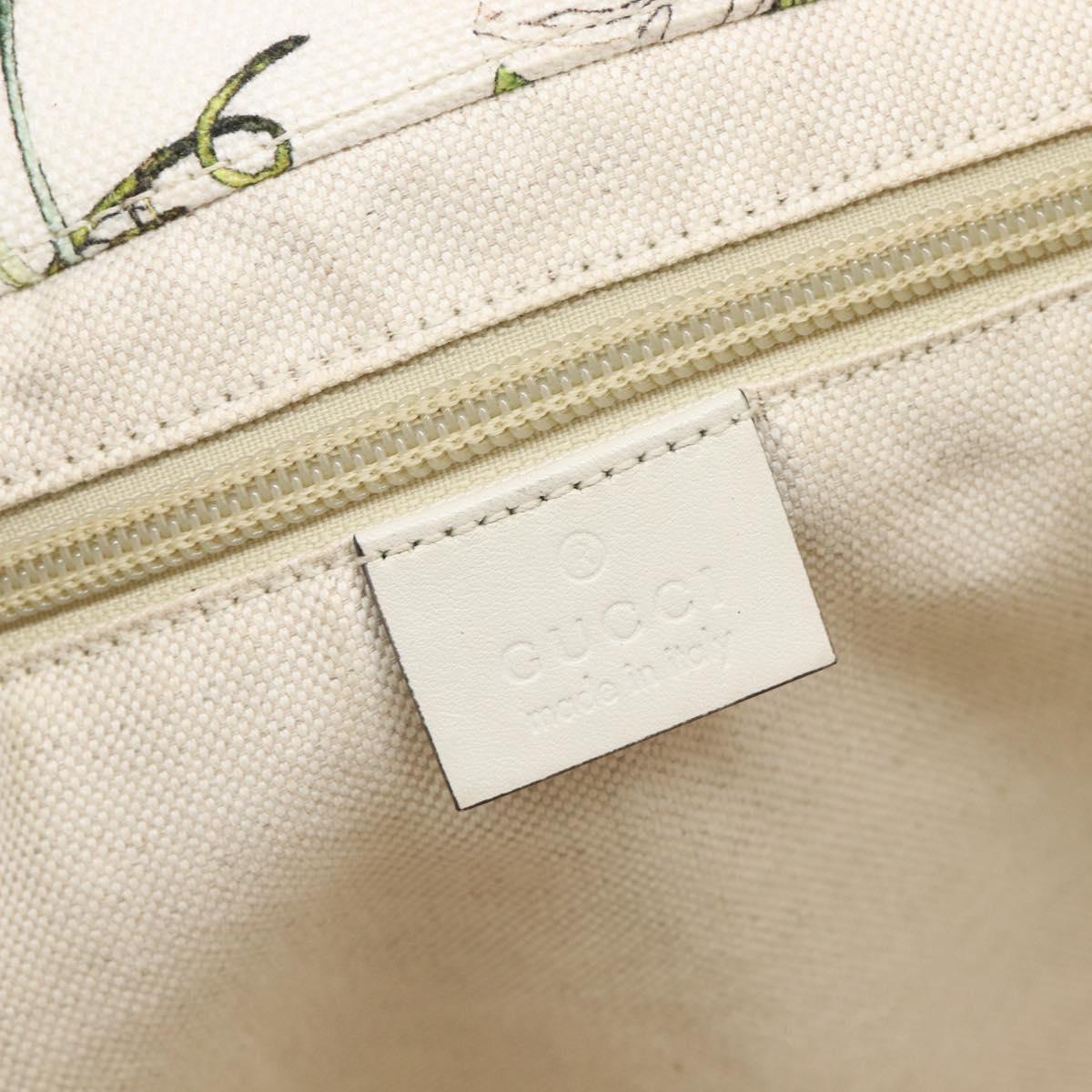 GUCCI Flora Tote Bag Canvas White 282439 Auth BA15910V