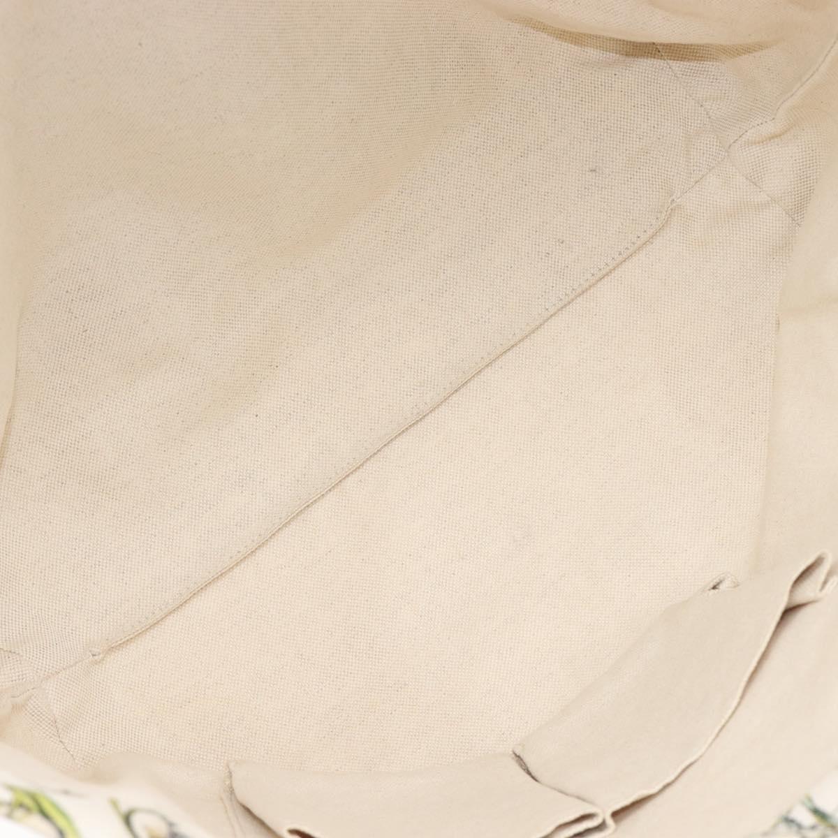 GUCCI Flora Tote Bag Canvas White 282439 Auth BA15910V