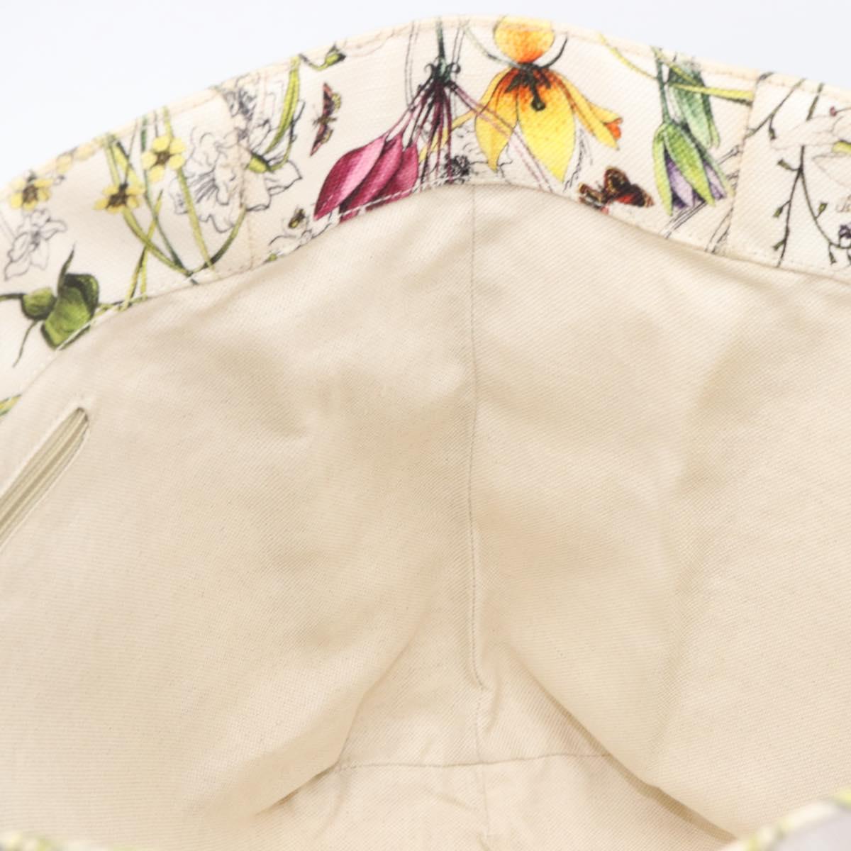 GUCCI Flora Tote Bag Canvas White 282439 Auth BA15910V