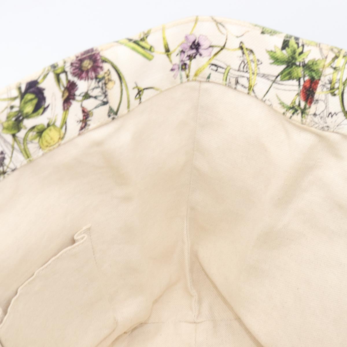 GUCCI Flora Tote Bag Canvas White 282439 Auth BA15910V