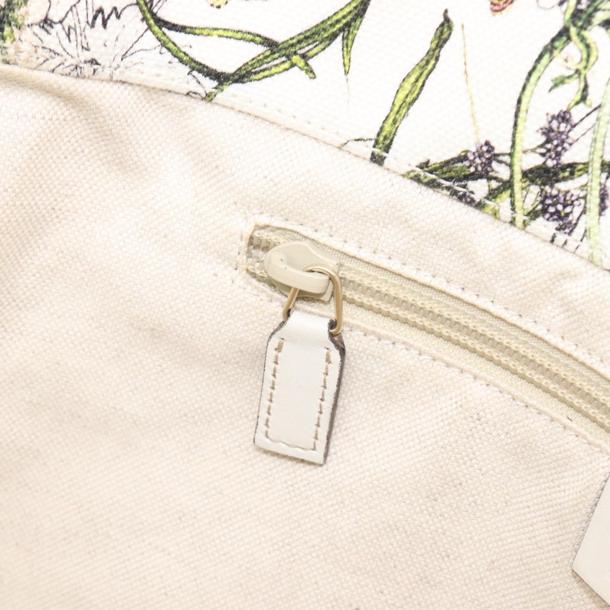 GUCCI Flora Tote Bag Canvas White 282439 Auth BA15910V