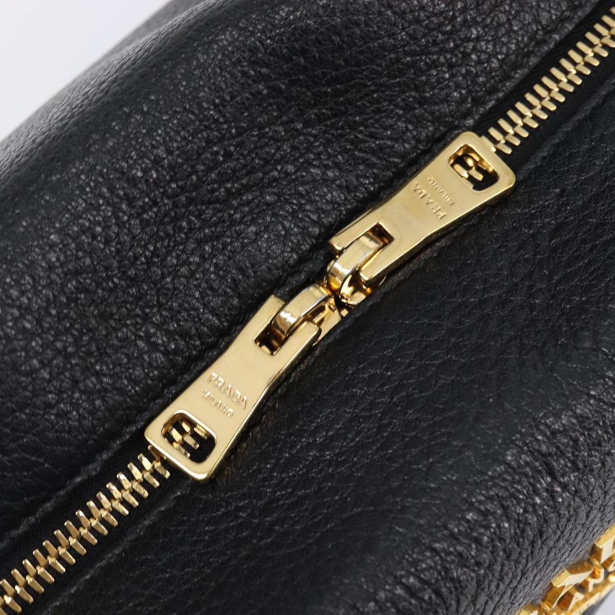 PRADA Hand Bag Vitterodino Black Gold Auth BA15918V