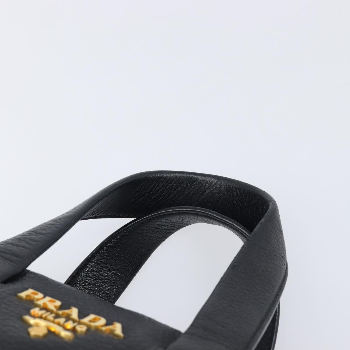 PRADA Hand Bag Vitterodino Black Gold Auth BA15918V