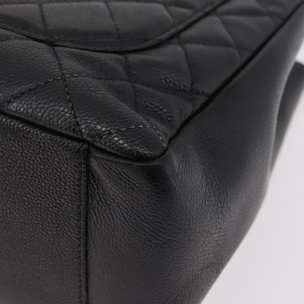 CHANEL Matelasse Chain Tote Bag Caviar Skin Black Silver CC Auth BA15924SAM