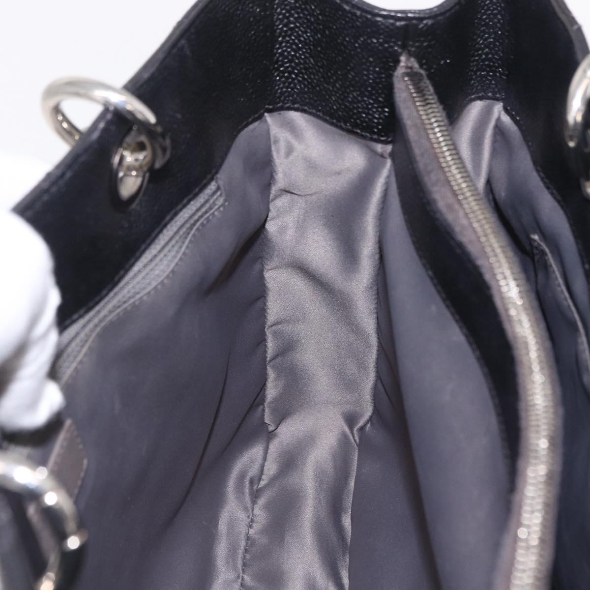 CHANEL Matelasse Chain Tote Bag Caviar Skin Black Silver CC Auth BA15924SAM