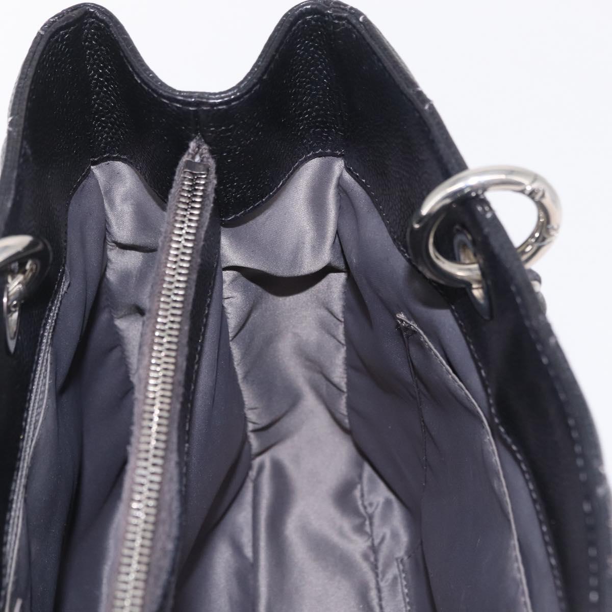CHANEL Matelasse Chain Tote Bag Caviar Skin Black Silver CC Auth BA15924SAM