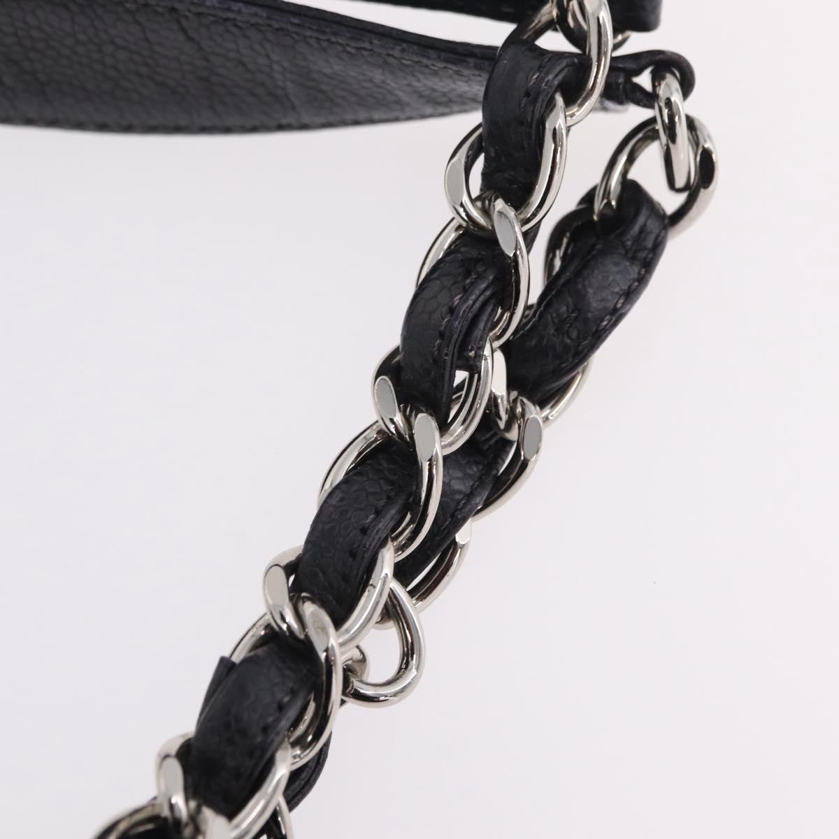 CHANEL Matelasse Chain Tote Bag Caviar Skin Black Silver CC Auth BA15924SAM