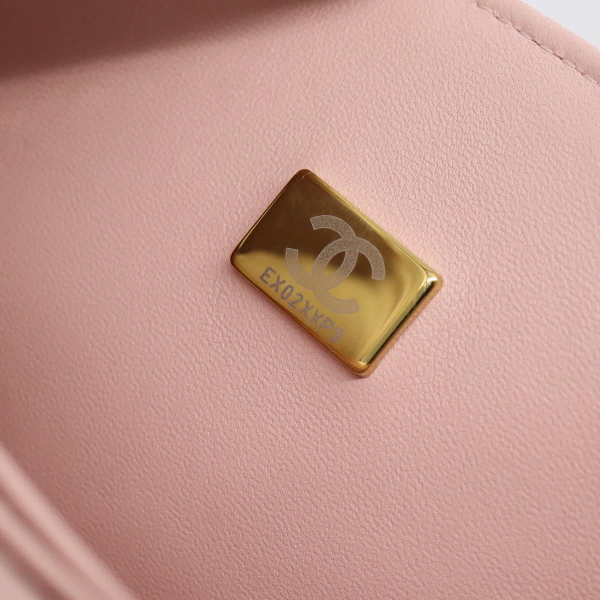 CHANEL Chain Matelasse 25 Shoulder Bag tweed Pink Gold CC Auth BA15926SM
