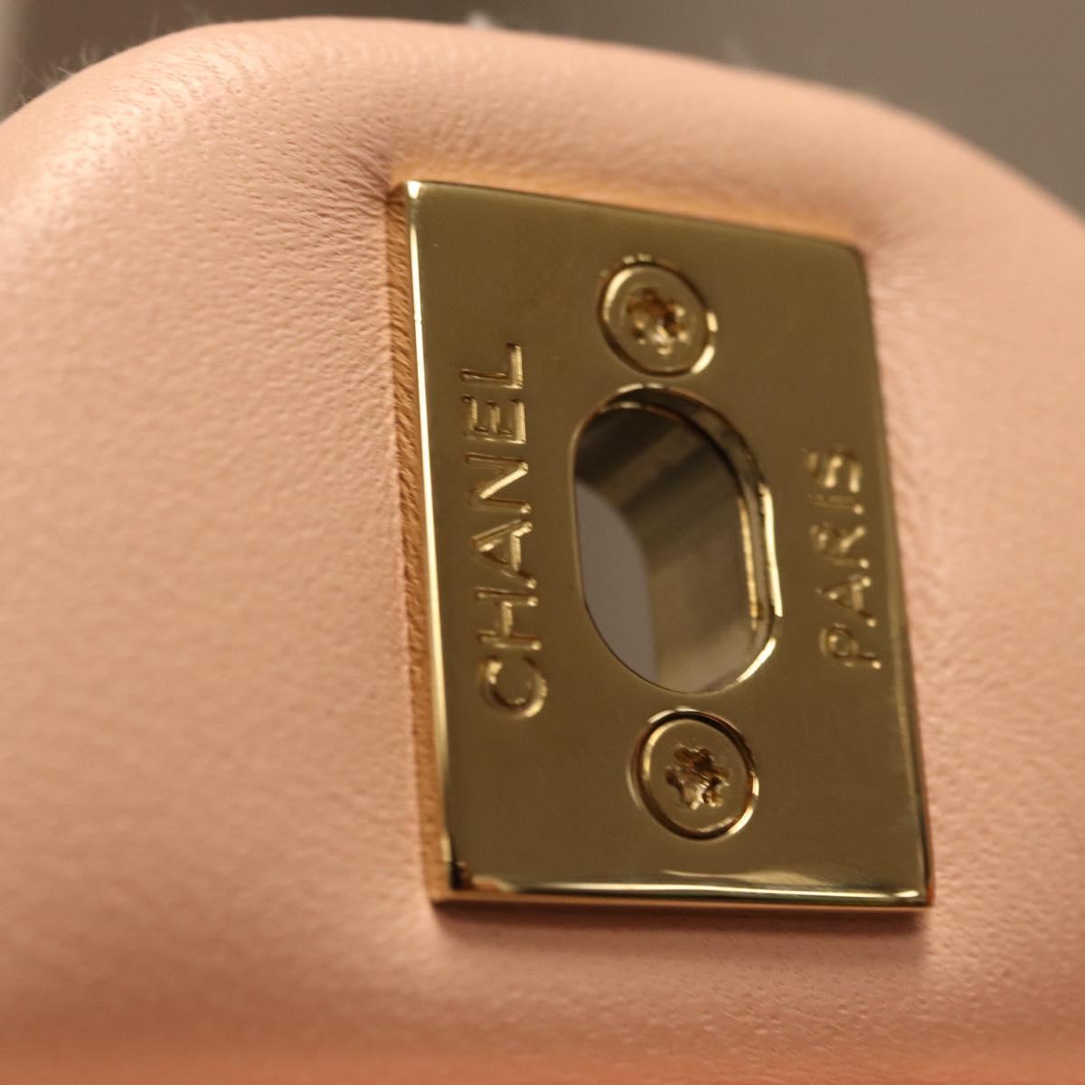 CHANEL Chain Matelasse 25 Shoulder Bag tweed Pink Gold CC Auth BA15926SM