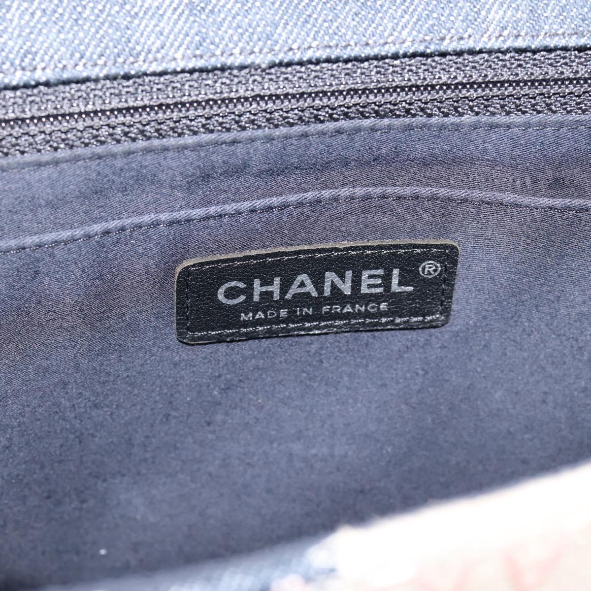 CHANEL Chain Limited Edition Patchwork Bag Denim Blue Silver CC Auth BA15927SM