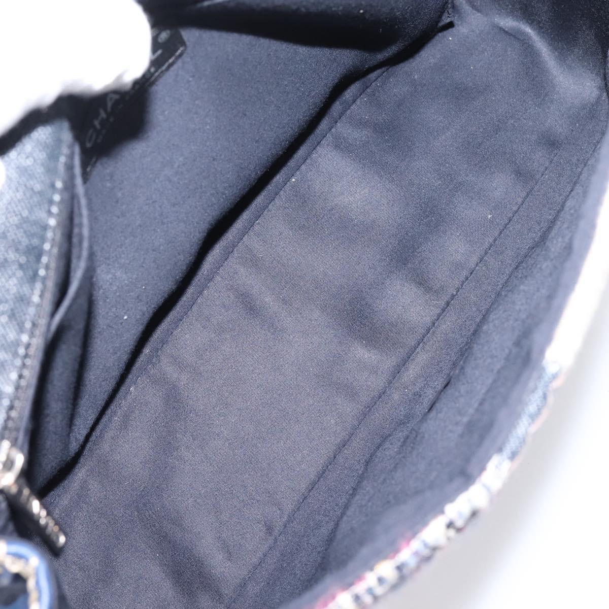CHANEL Chain Limited Edition Patchwork Bag Denim Blue Silver CC Auth BA15927SM