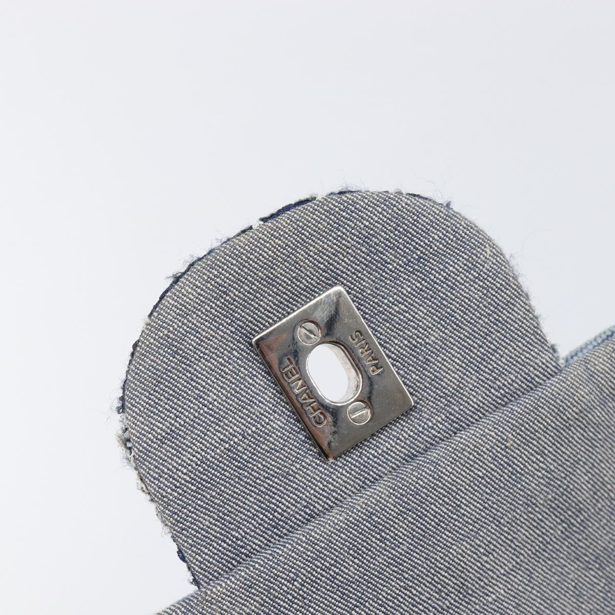 CHANEL Chain Limited Edition Patchwork Bag Denim Blue Silver CC Auth BA15929SM