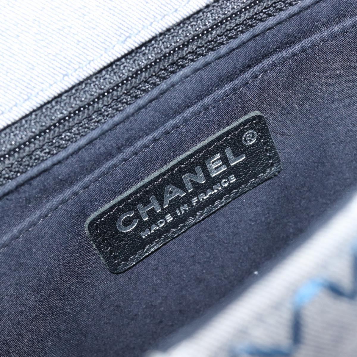 CHANEL Chain Limited Edition Patchwork Bag Denim Blue Silver CC Auth BA15929SM