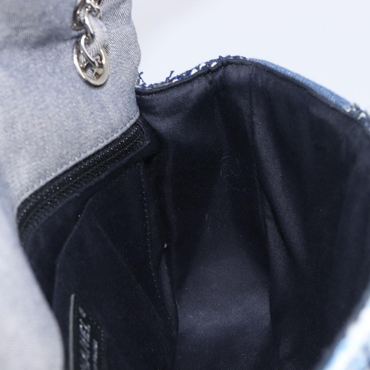 CHANEL Chain Limited Edition Patchwork Bag Denim Blue Silver CC Auth BA15929SM