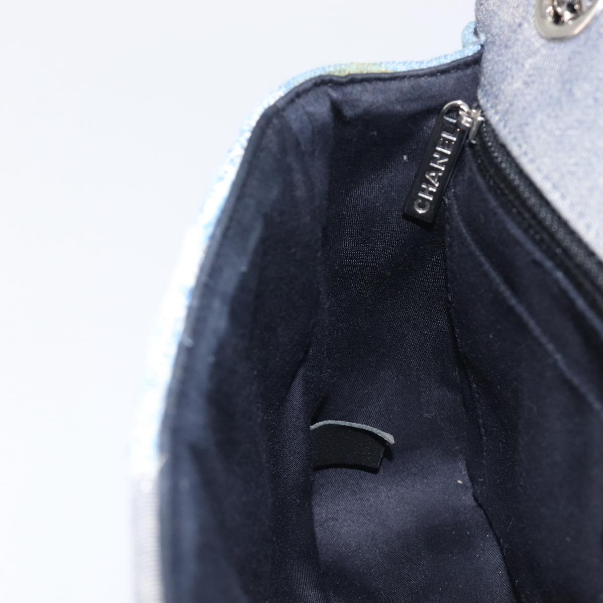 CHANEL Chain Limited Edition Patchwork Bag Denim Blue Silver CC Auth BA15929SM
