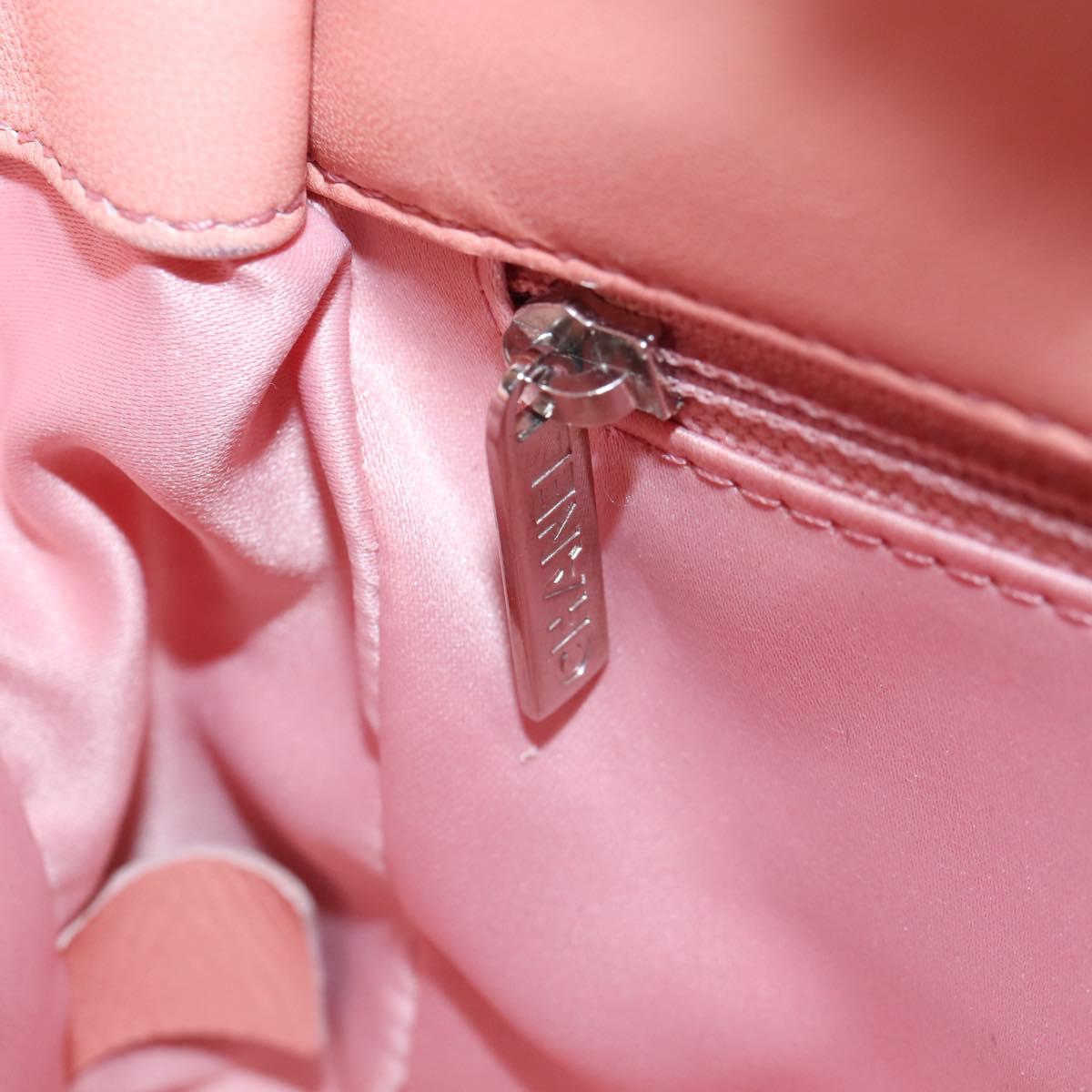 CHANEL Chevron Chain Shoulder Bag Sequin Pink Silver CC Auth BA15931SM