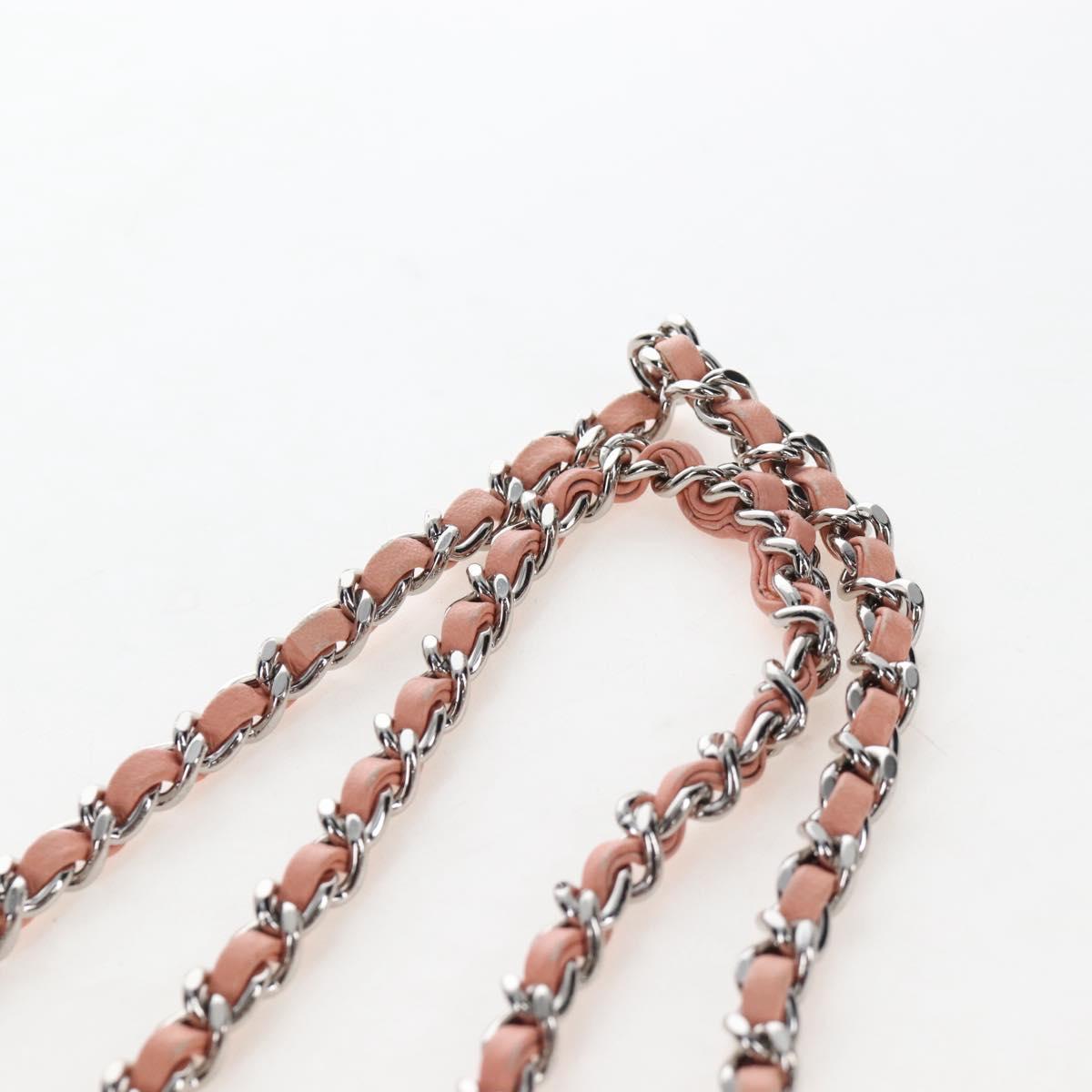 CHANEL Chevron Chain Shoulder Bag Sequin Pink Silver CC Auth BA15931SM