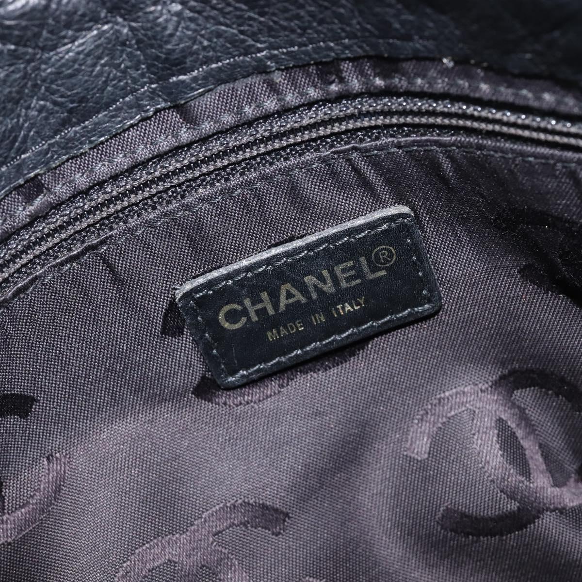CHANEL Chain Shoulder Bag Caviar Skin Black Gold CC Auth BA15937M