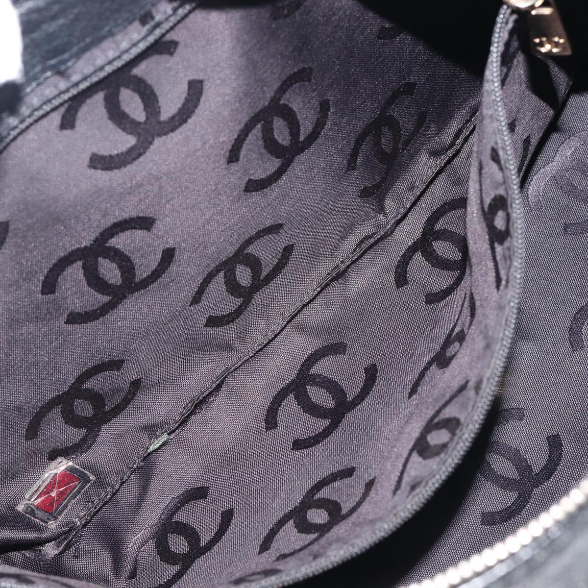 CHANEL Chain Shoulder Bag Caviar Skin Black Gold CC Auth BA15937M