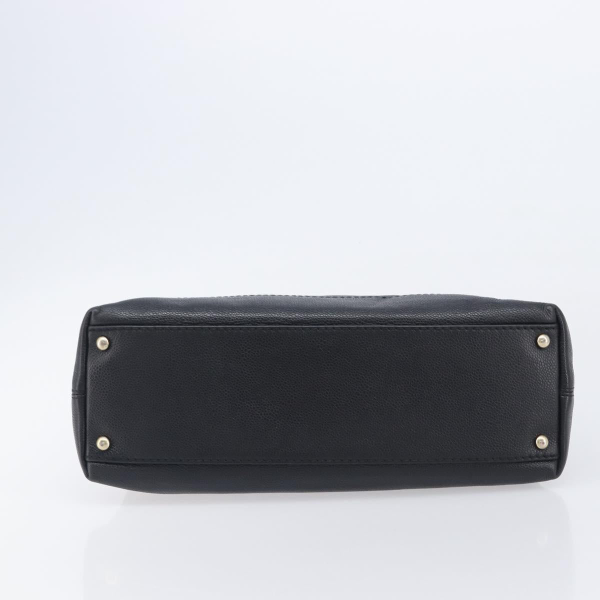 CHANEL Chain Shoulder Bag Caviar Skin Black Gold CC Auth BA15937M