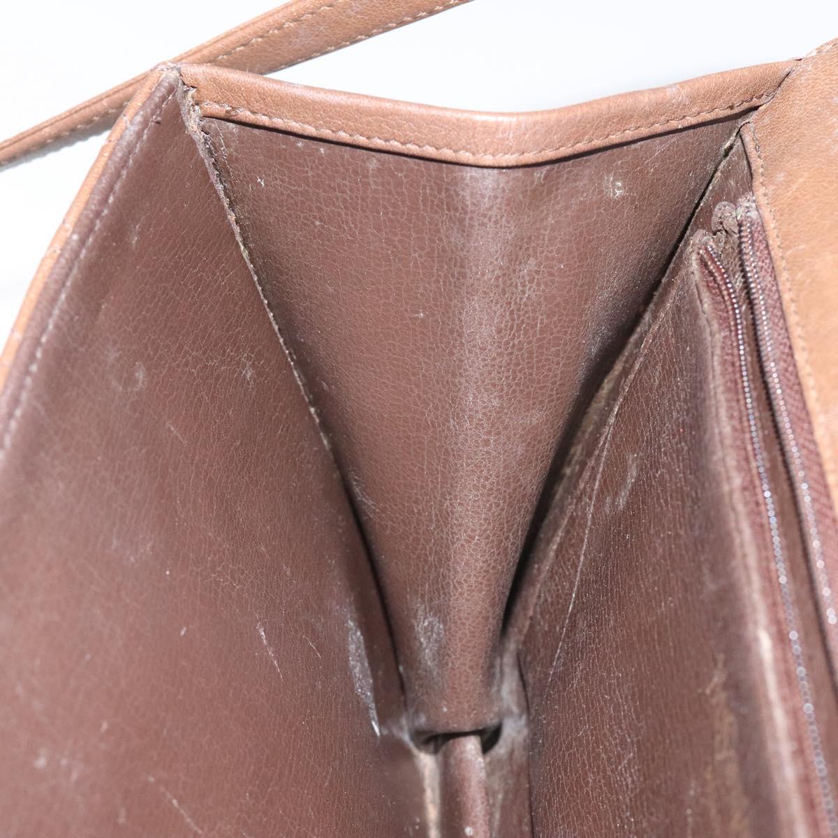 SAINT LAURENT Shoulder Bag Leather Brown Gold Auth BA1594