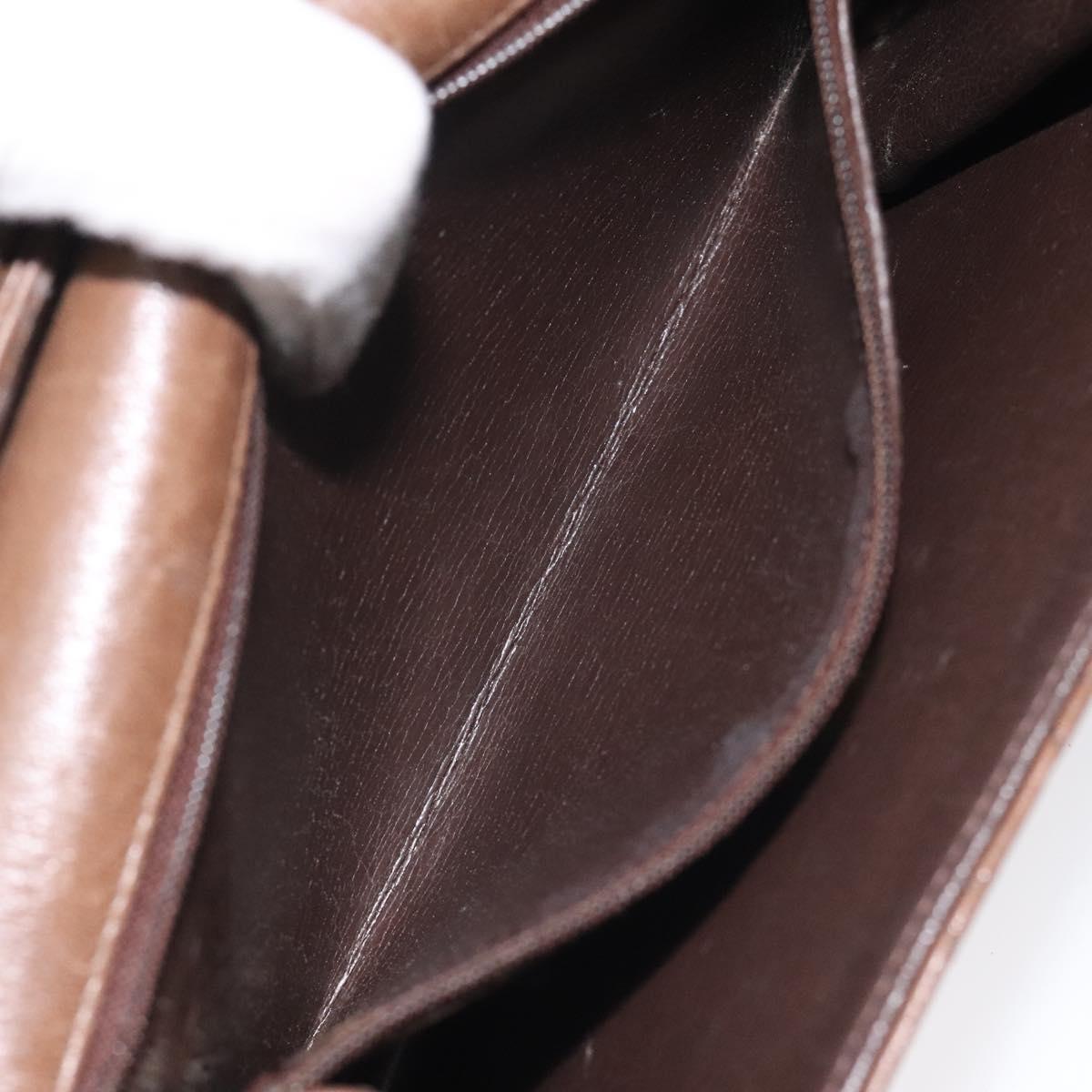 SAINT LAURENT Shoulder Bag Leather Brown Gold Auth BA1594