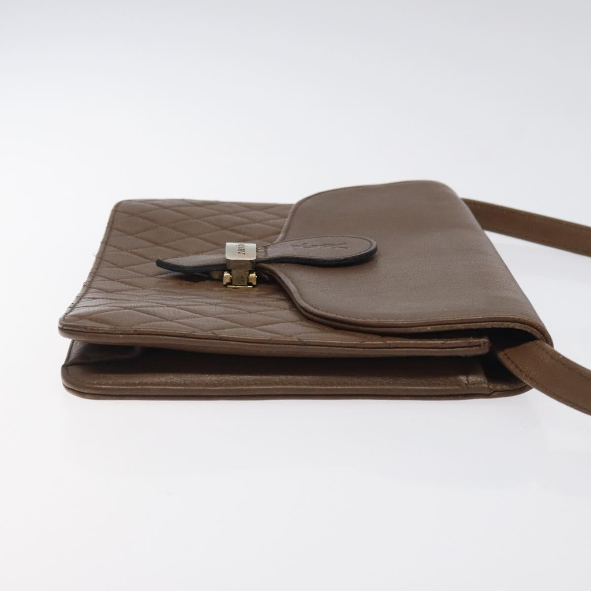 SAINT LAURENT Shoulder Bag Leather Brown Gold Auth BA1594