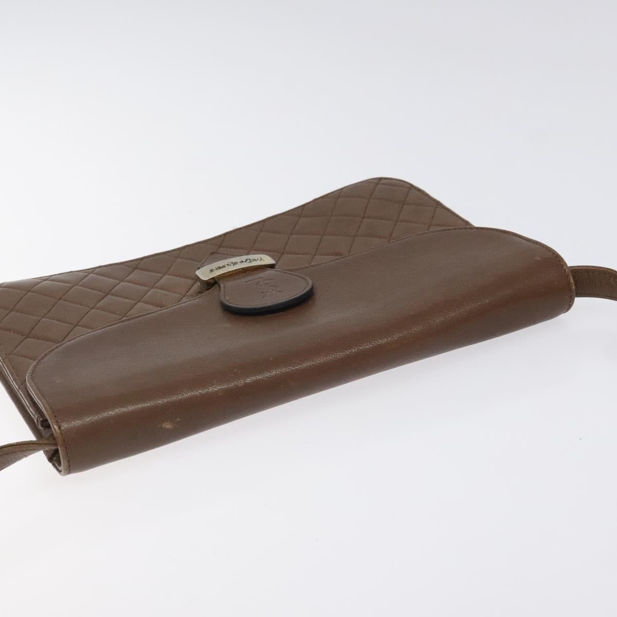 SAINT LAURENT Shoulder Bag Leather Brown Gold Auth BA1594