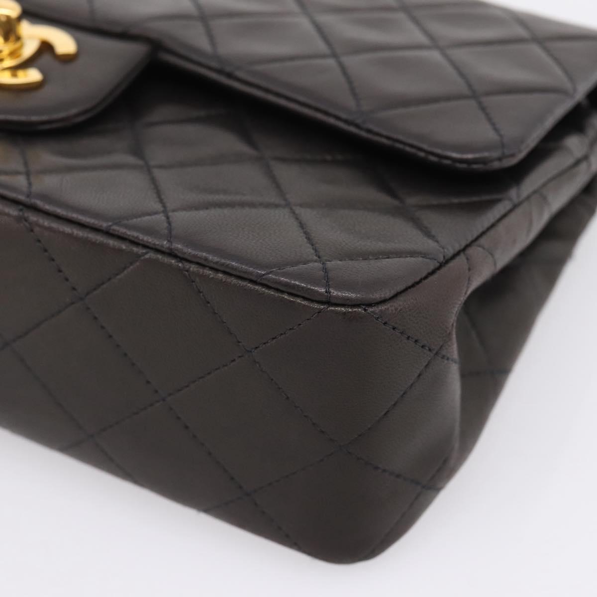 CHANEL Matelasse 23 Chain Shoulder Bag Lamb Skin Black Gold CC Auth BA15940SAM