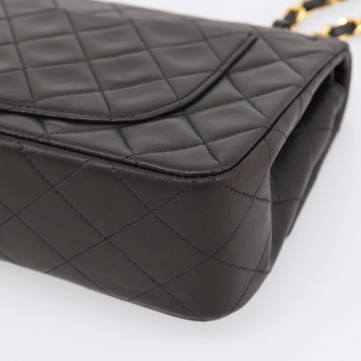 CHANEL Matelasse 23 Chain Shoulder Bag Lamb Skin Black Gold CC Auth BA15940SAM