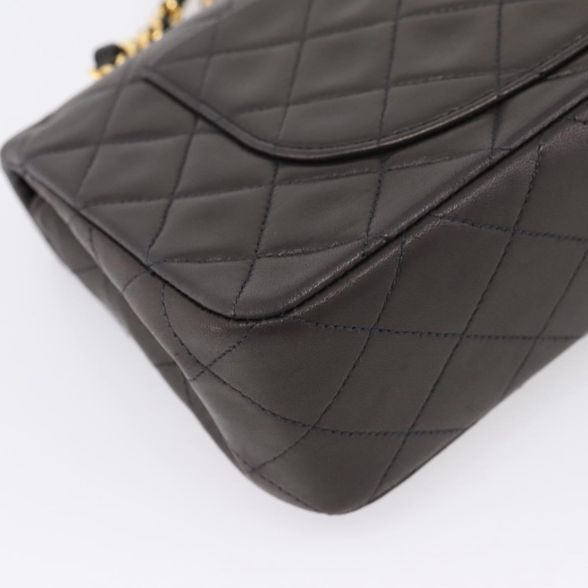 CHANEL Matelasse 23 Chain Shoulder Bag Lamb Skin Black Gold CC Auth BA15940SAM