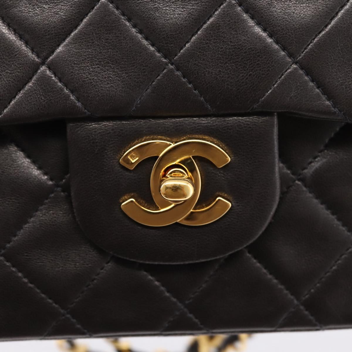 CHANEL Matelasse 23 Chain Shoulder Bag Lamb Skin Black Gold CC Auth BA15940SAM