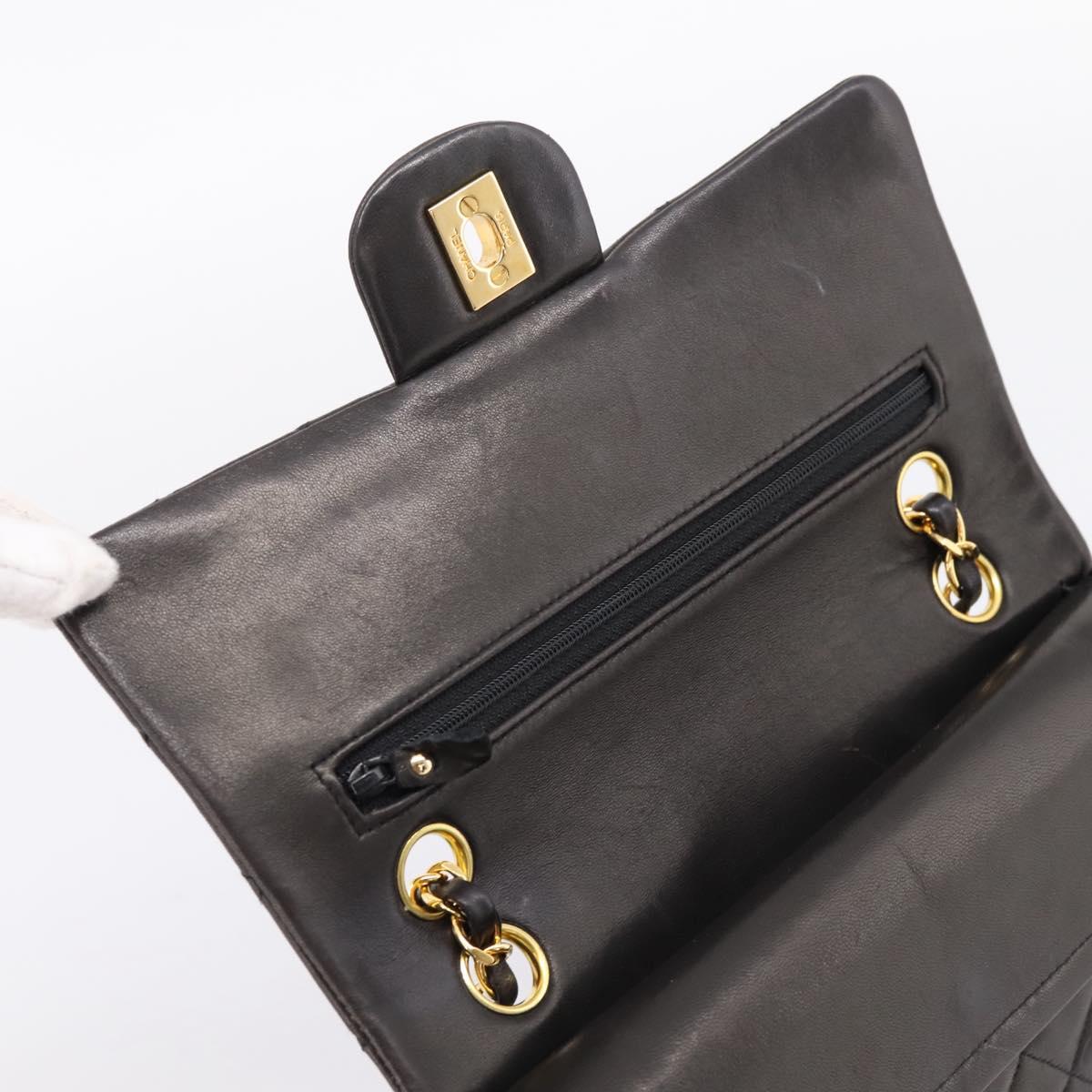 CHANEL Matelasse 23 Chain Shoulder Bag Lamb Skin Black Gold CC Auth BA15940SAM
