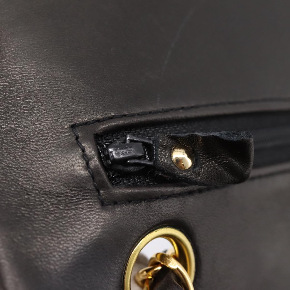CHANEL Matelasse 23 Chain Shoulder Bag Lamb Skin Black Gold CC Auth BA15940SAM