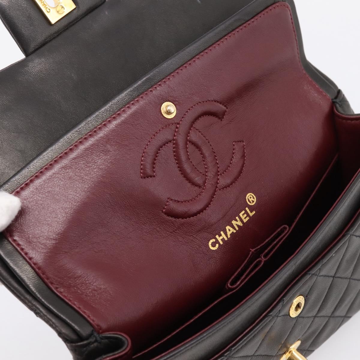 CHANEL Matelasse 23 Chain Shoulder Bag Lamb Skin Black Gold CC Auth BA15940SAM