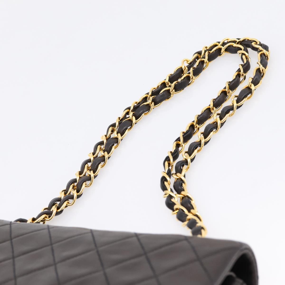 CHANEL Matelasse 23 Chain Shoulder Bag Lamb Skin Black Gold CC Auth BA15940SAM