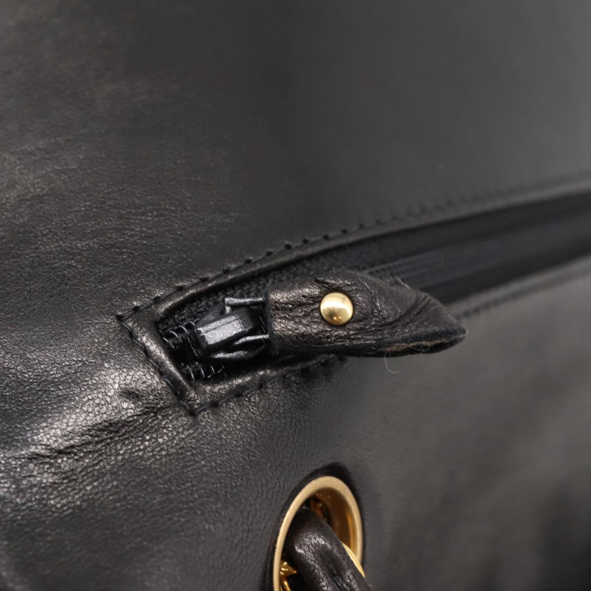 CHANEL Matelasse 25 Chain Shoulder Bag Lamb Skin Black Gold CC Auth BA15943SAM