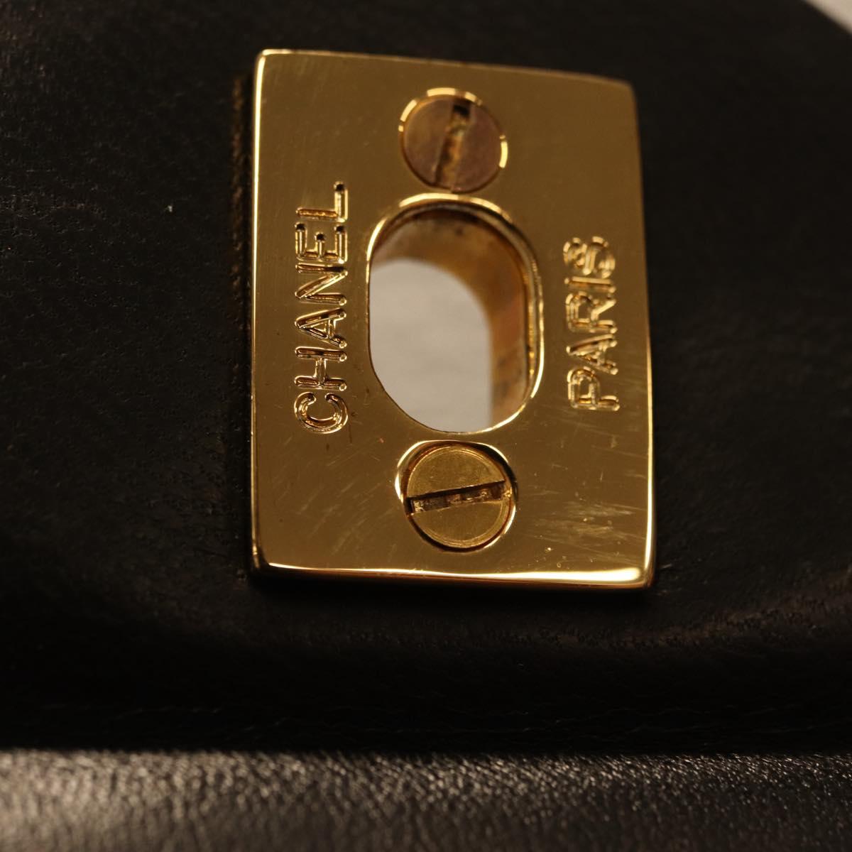CHANEL Matelasse 25 Chain Shoulder Bag Lamb Skin Black Gold CC Auth BA15943SAM