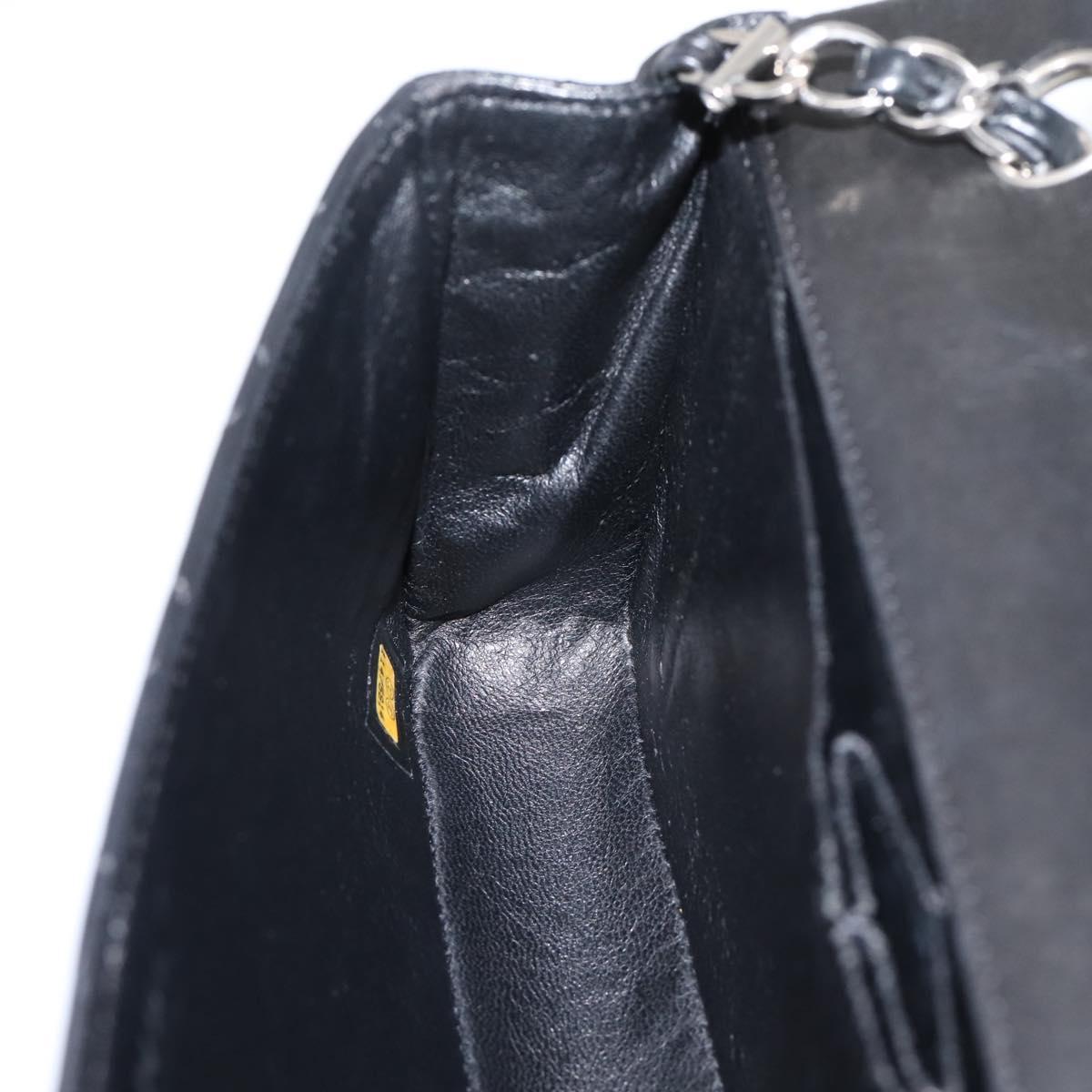 CHANEL Matelasse Chain Shoulder Bag Lamb Skin Black Silver CC Auth BA15944M