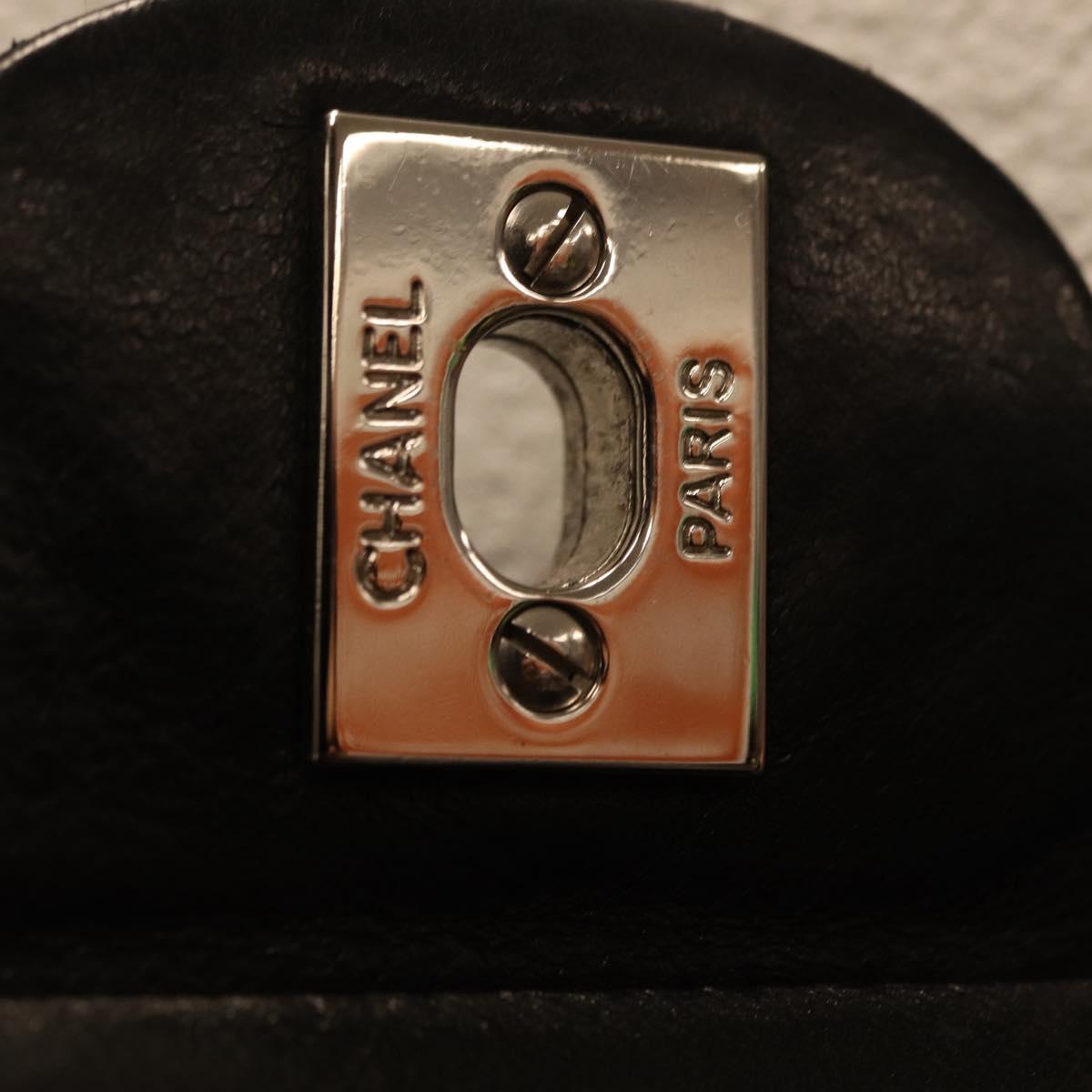 CHANEL Matelasse Chain Shoulder Bag Lamb Skin Black Silver CC Auth BA15944M
