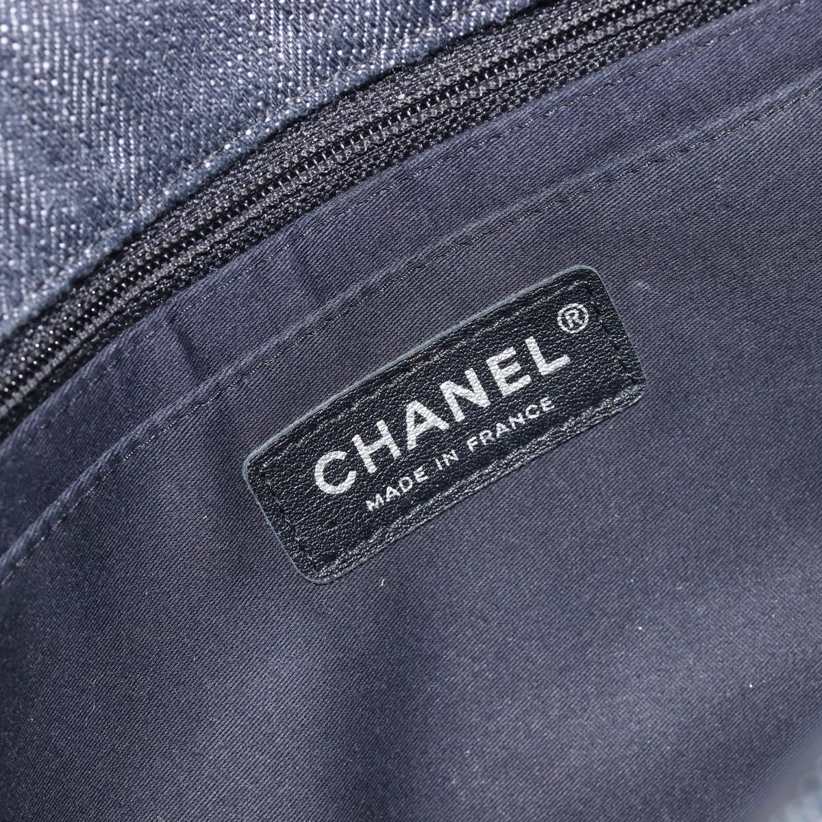 CHANEL Chain Limited Edition Patchwork Bag Denim Blue Silver CC Auth BA15945SM