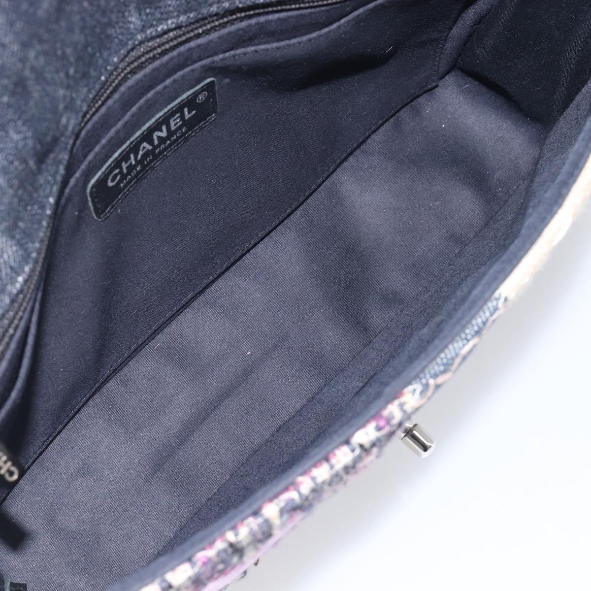 CHANEL Chain Limited Edition Patchwork Bag Denim Blue Silver CC Auth BA15945SM