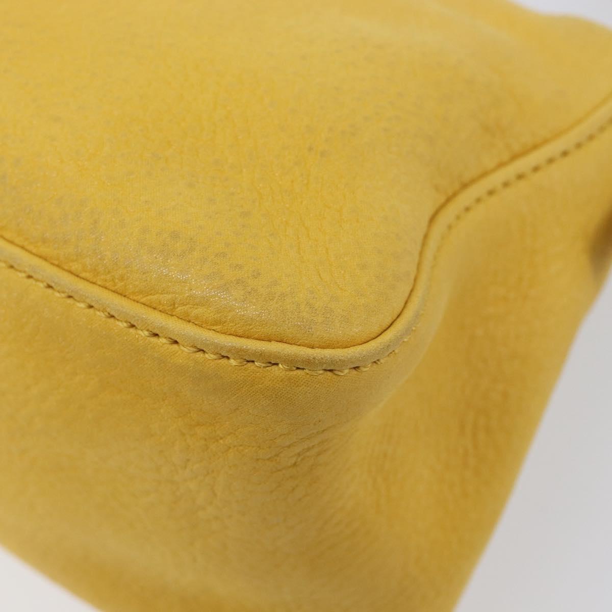 FENDI Mamma Baguette Shoulder Bag Leather Yellow Gold Auth BA15948V