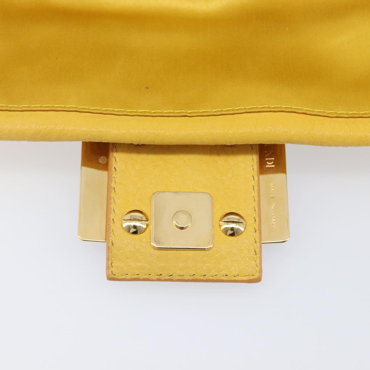 FENDI Mamma Baguette Shoulder Bag Leather Yellow Gold Auth BA15948V